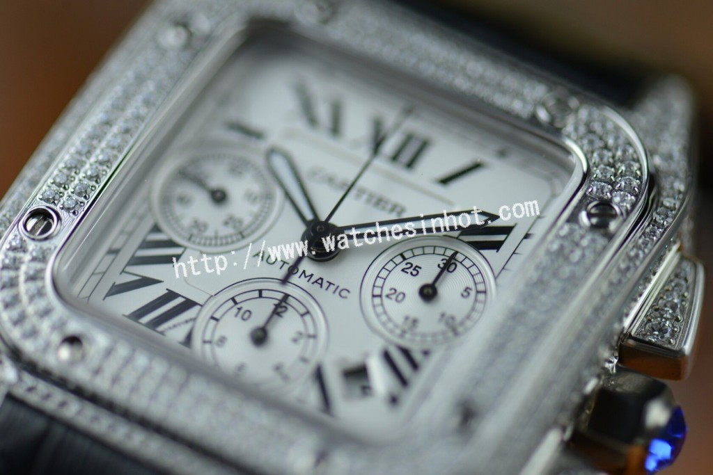 Cartier Santos 100 Chronograph Diamond Set Replica Watch W20073X8_03