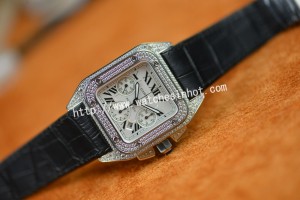 Cartier Santos 100 Chronograph Diamond Set Replica Watch W20073X8_06