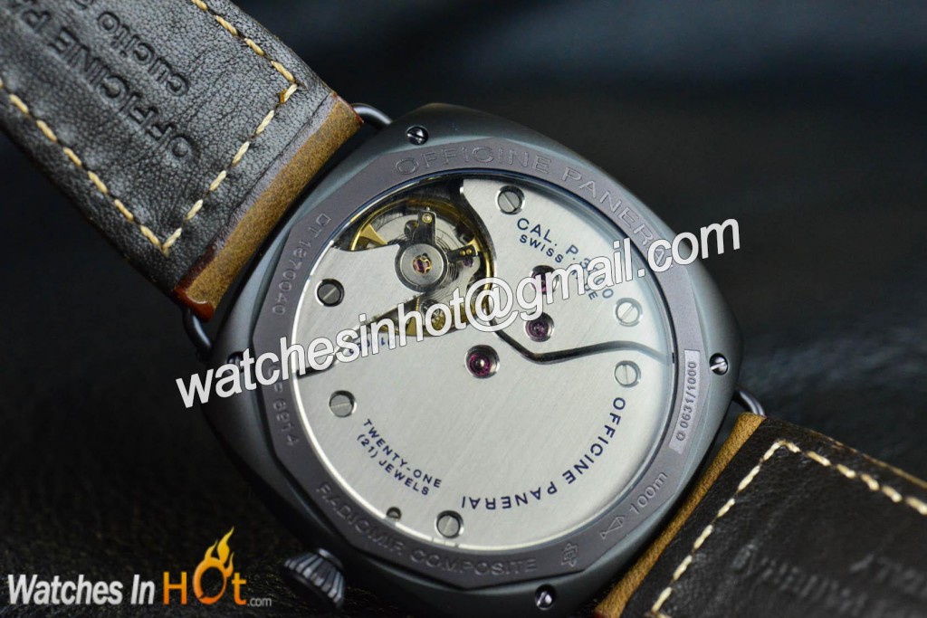 Movement With The Sapphire Crystal Case-Back at Panerai Rodiomir Composite 3 Days 47mm P.3000 Model Replica Watch