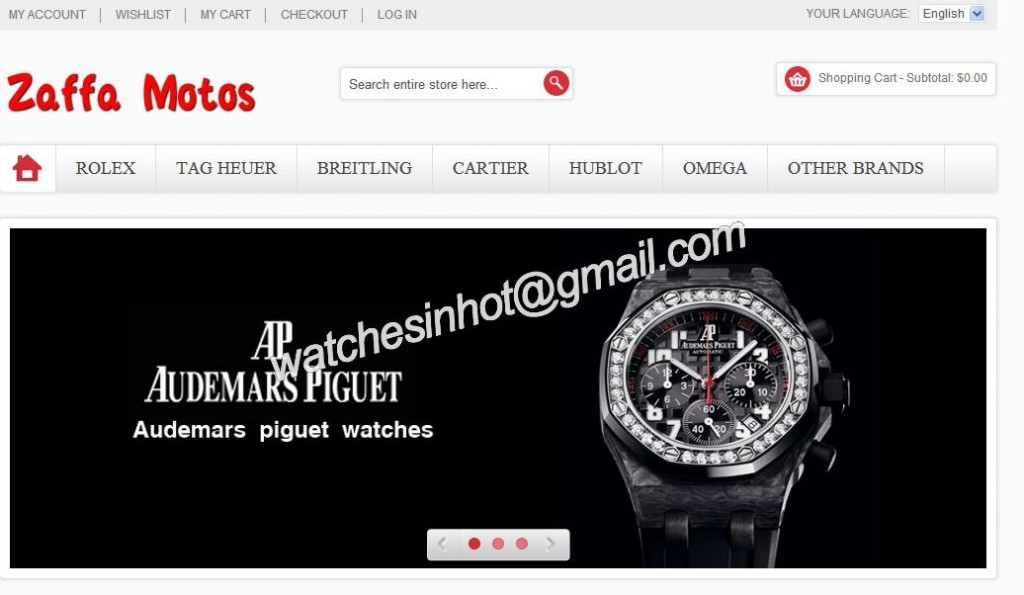 Homepage View of Zaffamotos.com - Offering High Quality Swiss Luxury Replica Watches