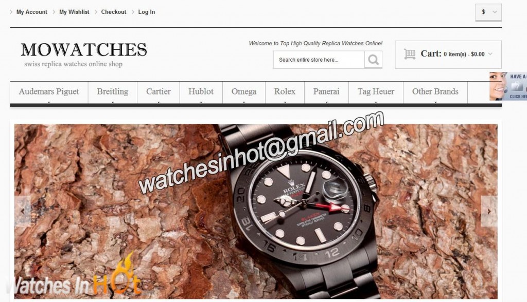 Homepage of MoWatches.com Review - A Beautiful New Website Offering High Quality Replica Watches And Watch Accessories