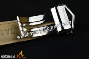 Black Leather Strap on TAG Heuer Carrera Calibre 1887 Chronograph Jack Heuer Edition Replica Watch